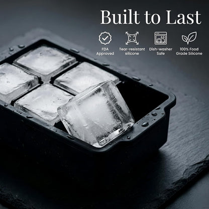 ® Large Silicone Ice Cube Tray - 2" Big Ice Mold with Lid