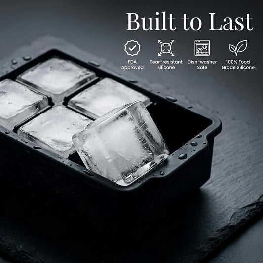 ® Large Silicone Ice Cube Tray - 2" Big Ice Mold with Lid