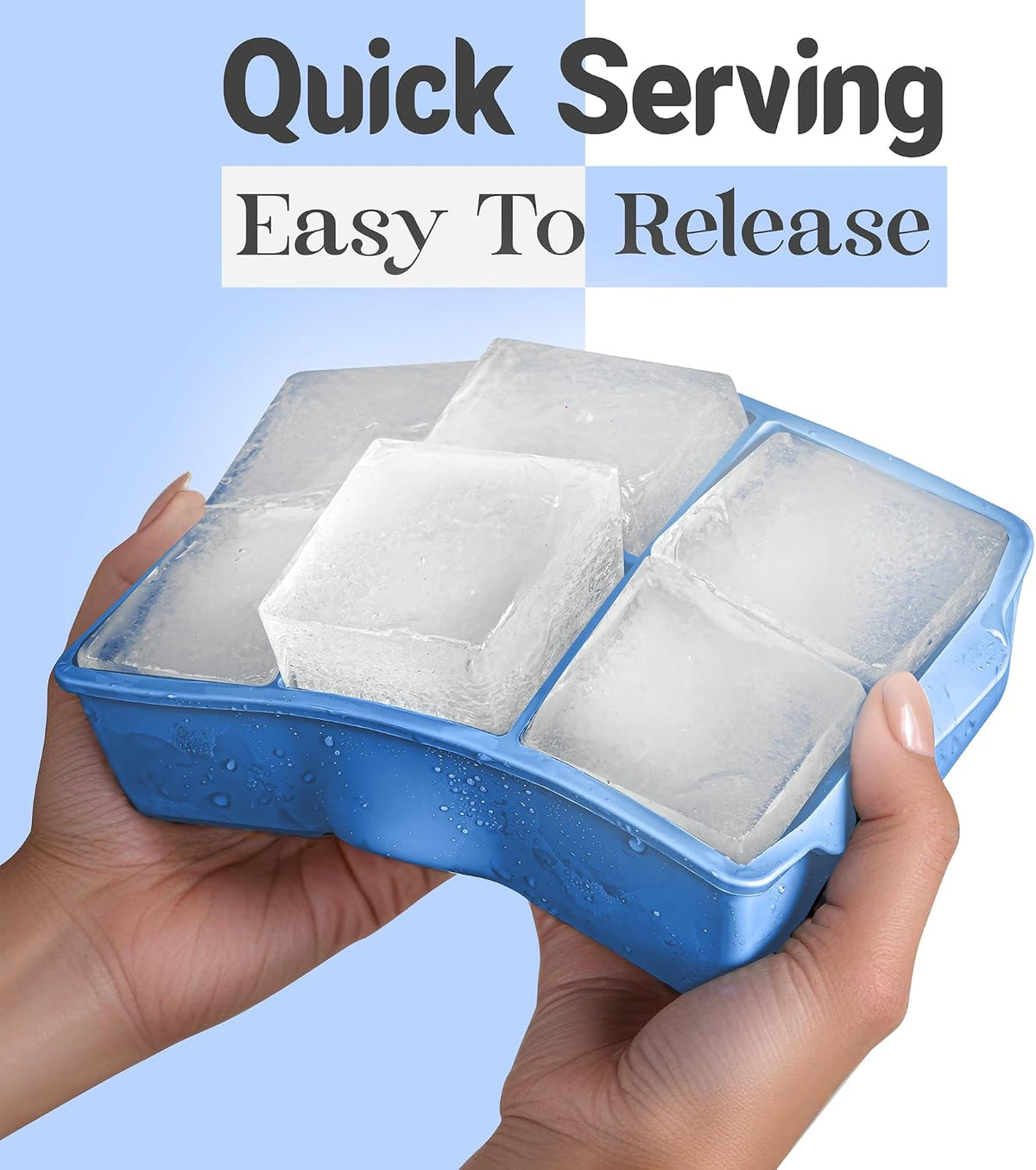 ® Large Silicone Ice Cube Tray - 2" Big Ice Mold with Lid