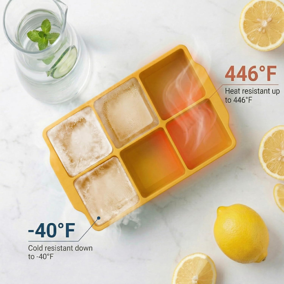 ® Large Silicone Ice Cube Tray - 2" Big Ice Mold with Lid