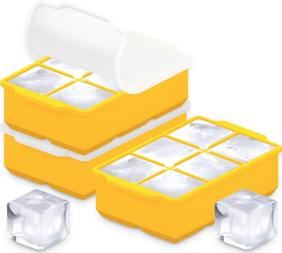 ® Large Silicone Ice Cube Tray - 2" Big Ice Mold with Lid