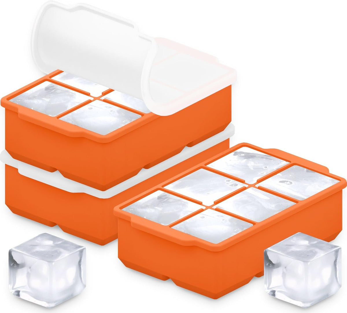 ® Large Silicone Ice Cube Tray - 2" Big Ice Mold with Lid