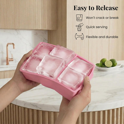 ® Large Silicone Ice Cube Tray - 2" Big Ice Mold with Lid