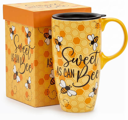 17oz Ceramic Mug with Lid&Gift Box, Scandinavian Floral Botanical | Splash-proof lid for commute use; durable glazed ceramic; fits home office routines; gift-ready