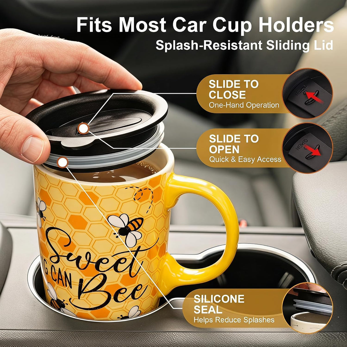 17oz Ceramic Mug with Lid&Gift Box, Scandinavian Floral Botanical | Splash-proof lid for commute use; durable glazed ceramic; fits home office routines; gift-ready