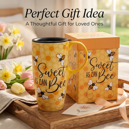 17oz Ceramic Mug with Lid&Gift Box, Scandinavian Floral Botanical | Splash-proof lid for commute use; durable glazed ceramic; fits home office routines; gift-ready