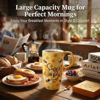 17oz Ceramic Mug with Lid&Gift Box, Scandinavian Floral Botanical | Splash-proof lid for commute use; durable glazed ceramic; fits home office routines; gift-ready