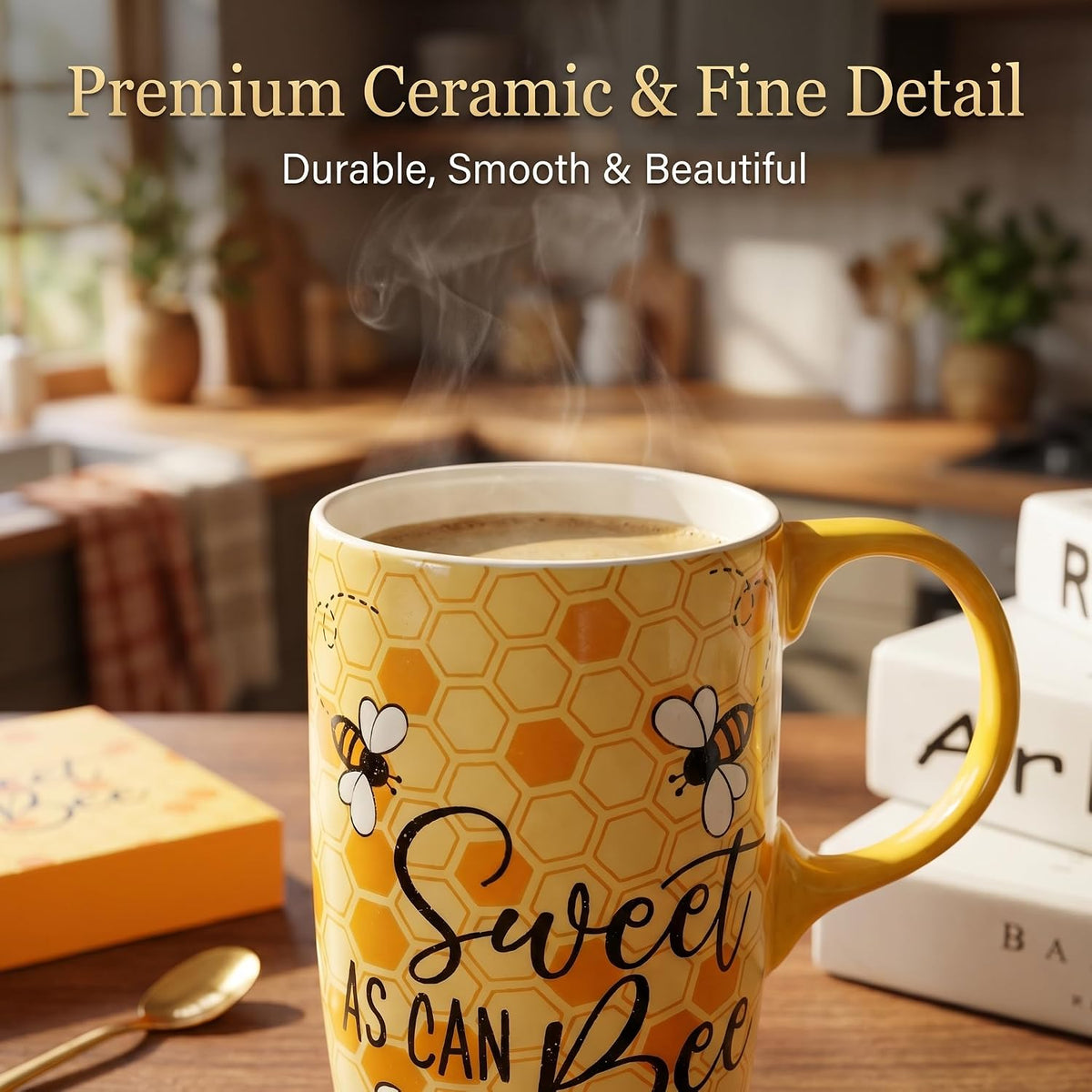 17oz Ceramic Mug with Lid&Gift Box, Scandinavian Floral Botanical | Splash-proof lid for commute use; durable glazed ceramic; fits home office routines; gift-ready