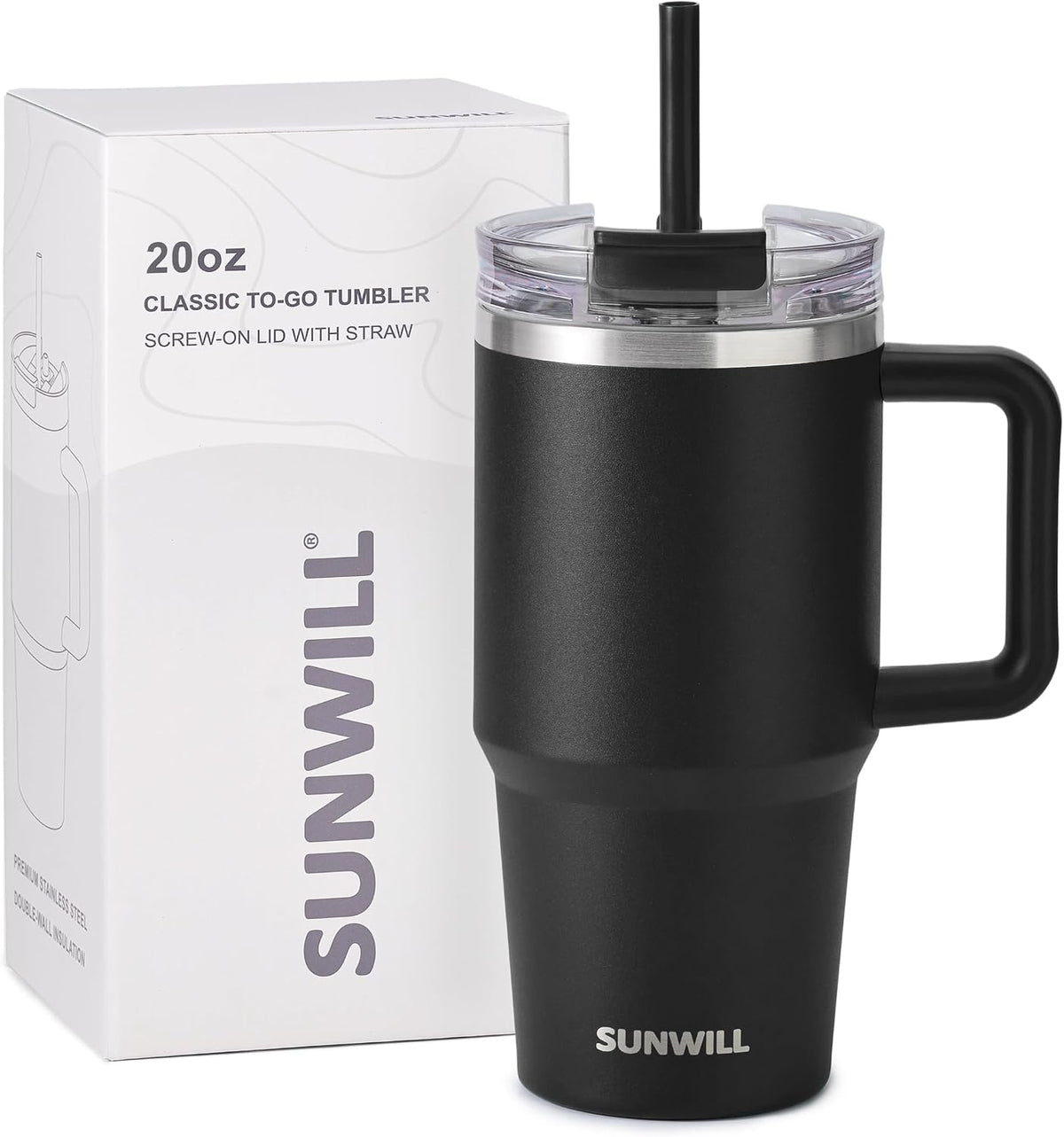 Travel Coffee Mug with Lid, 20 oz Tumbler with Handle and Straw Leak Proof, Stainless Steel Cup Insulated for Office & Gym, Cupholder Friendly, Powder Coated Pink