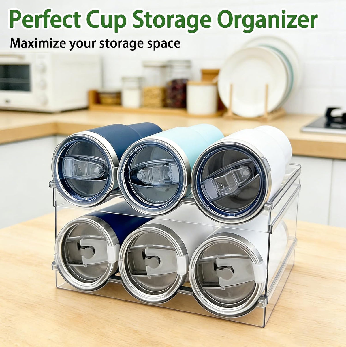 2 Pack Water Bottle Organizer, Stackable Water Bottle Holder