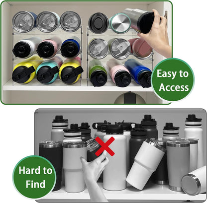 2 Pack Water Bottle Organizer, Stackable Water Bottle Holder