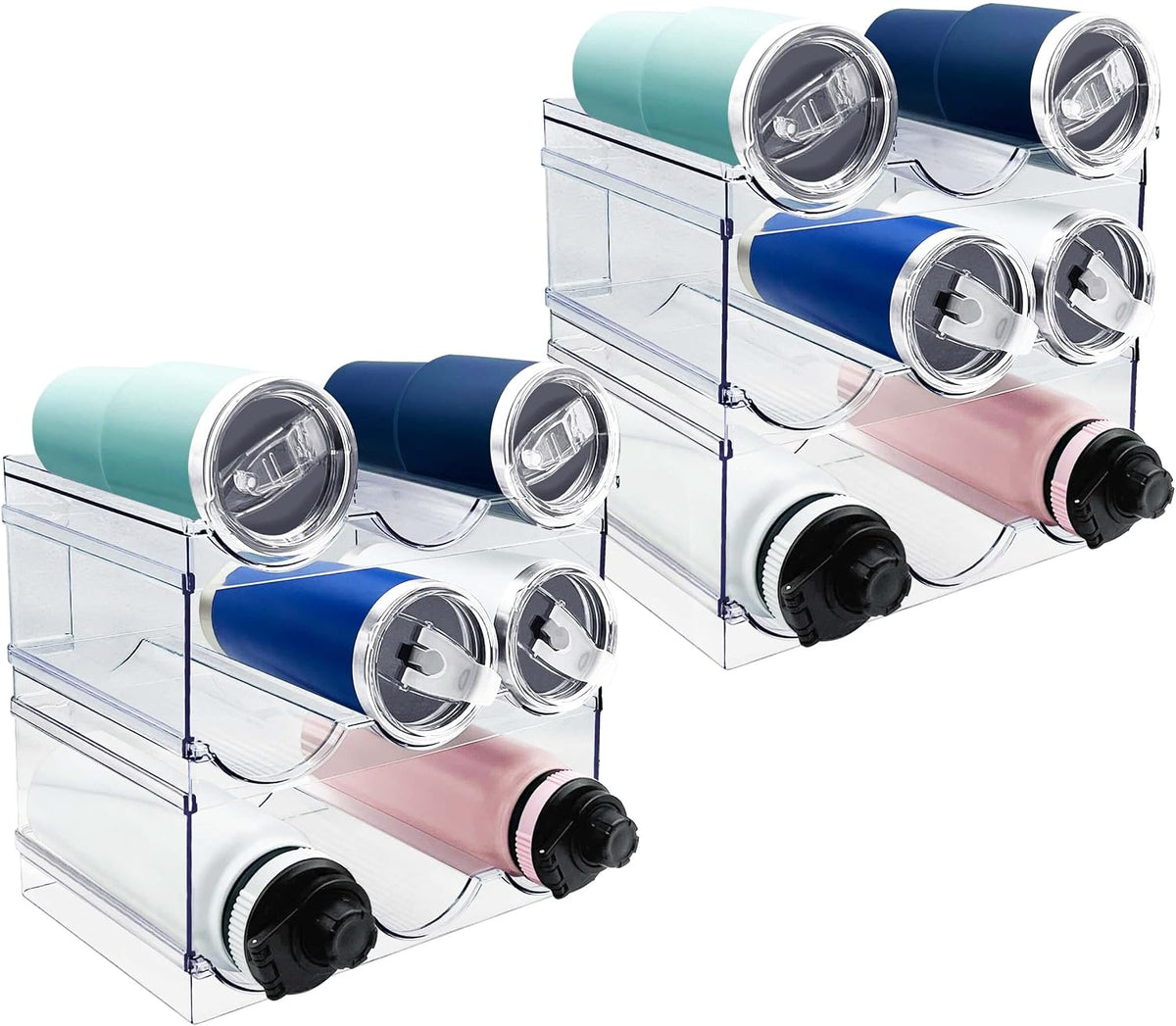 2 Pack Water Bottle Organizer, Stackable Water Bottle Holder