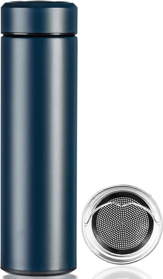Small Water Bottle, 15 oz Stainless Steel Insulated Bottle, Blue