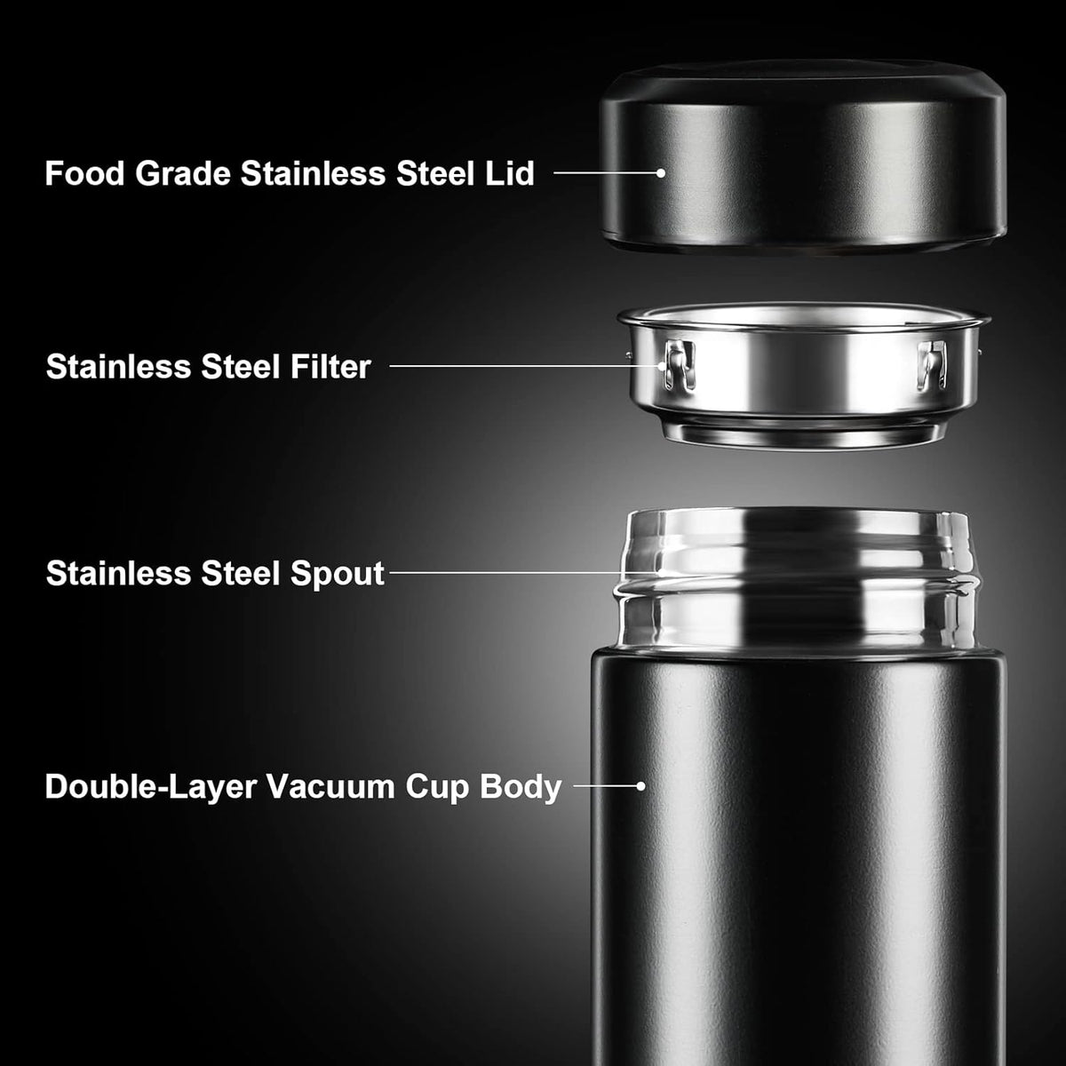 Small Water Bottle, 15 oz Stainless Steel Insulated Bottle, Blue