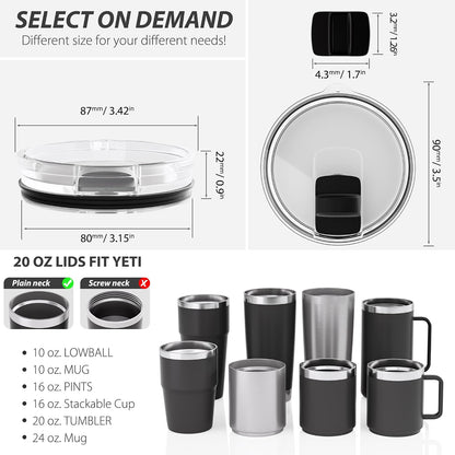 3 Pack 20 oz Tumbler Lid, Replacement Lids for 20oz Yeti Tumbler