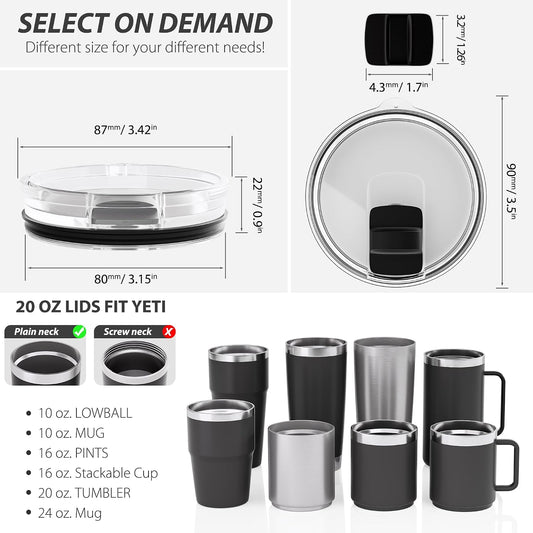 3 Pack 20 oz Tumbler Lid, Replacement Lids for 20oz Yeti Tumbler