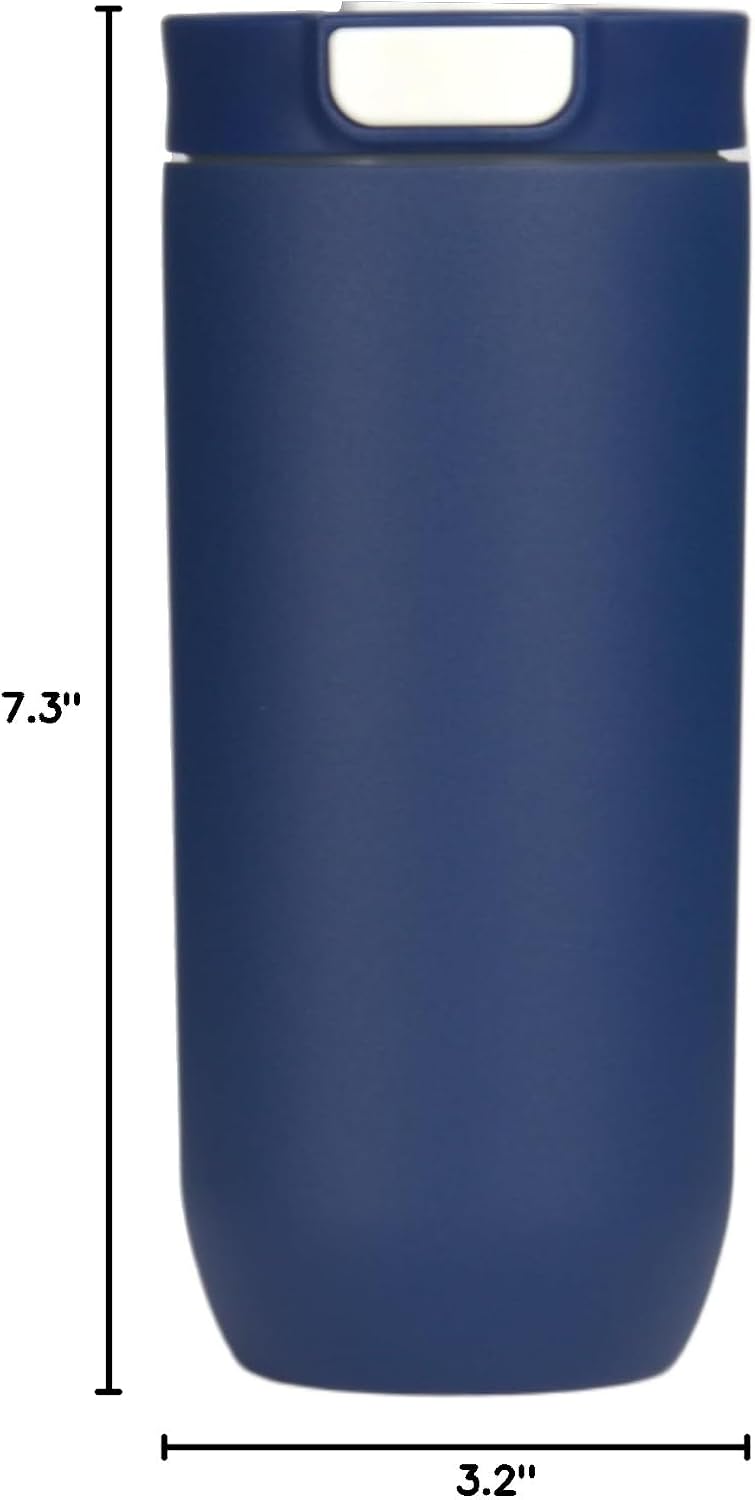 Insulated Stainless Steel Coffee Tumbler, 16.9 oz, Double-wall Insulated, Leakproof, BPA Free (STEEL GREY)