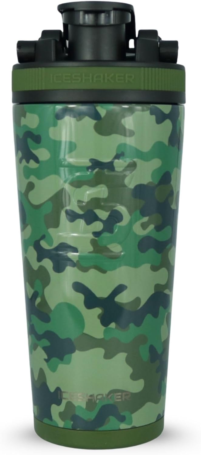 Insulated Stainless Steel Shaker Bottle | 26oz, Bomber | Cold for 30+ Hours | Insulated Cup with Twist-on Agitator | Odor-Free Bottle for Protein Shakes, Water, Smoothies, Cocktails
