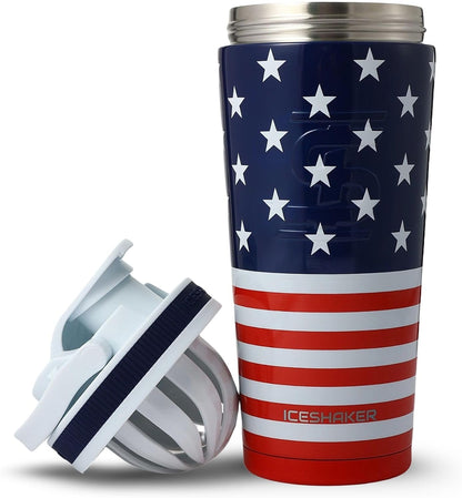Insulated Stainless Steel Shaker Bottle | 26oz, Bomber | Cold for 30+ Hours | Insulated Cup with Twist-on Agitator | Odor-Free Bottle for Protein Shakes, Water, Smoothies, Cocktails