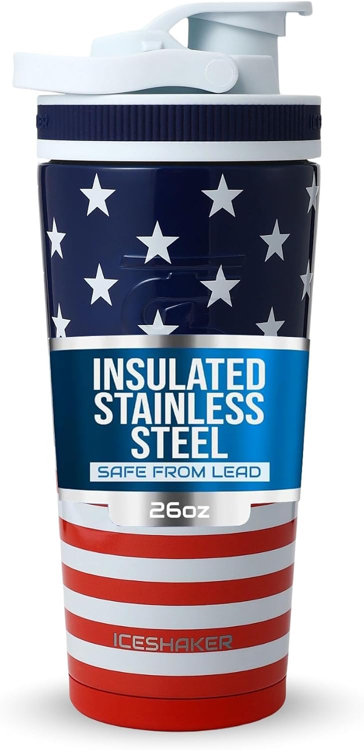 Insulated Stainless Steel Shaker Bottle | 26oz, Bomber | Cold for 30+ Hours | Insulated Cup with Twist-on Agitator | Odor-Free Bottle for Protein Shakes, Water, Smoothies, Cocktails