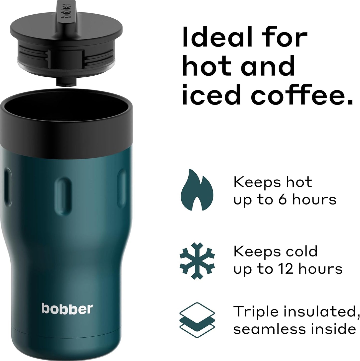16 oz Stainless Steel Coffee Travel Mug – Leak-Proof, Spill Proof, Vacuum Insulated Coffee Tumbler for Car, Men – Dishwasher Safe Mug, Fits Car Cup Holder, Keeps Hot for 8 Hours (Teal)