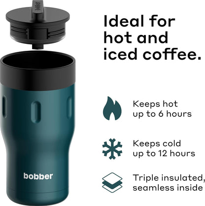 16 oz Stainless Steel Coffee Travel Mug – Leak-Proof, Spill Proof, Vacuum Insulated Coffee Tumbler for Car, Men – Dishwasher Safe Mug, Fits Car Cup Holder, Keeps Hot for 8 Hours (Teal)