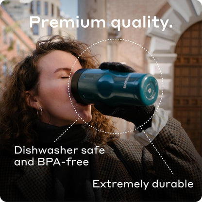 16 oz Stainless Steel Coffee Travel Mug – Leak-Proof, Spill Proof, Vacuum Insulated Coffee Tumbler for Car, Men – Dishwasher Safe Mug, Fits Car Cup Holder, Keeps Hot for 8 Hours (Teal)