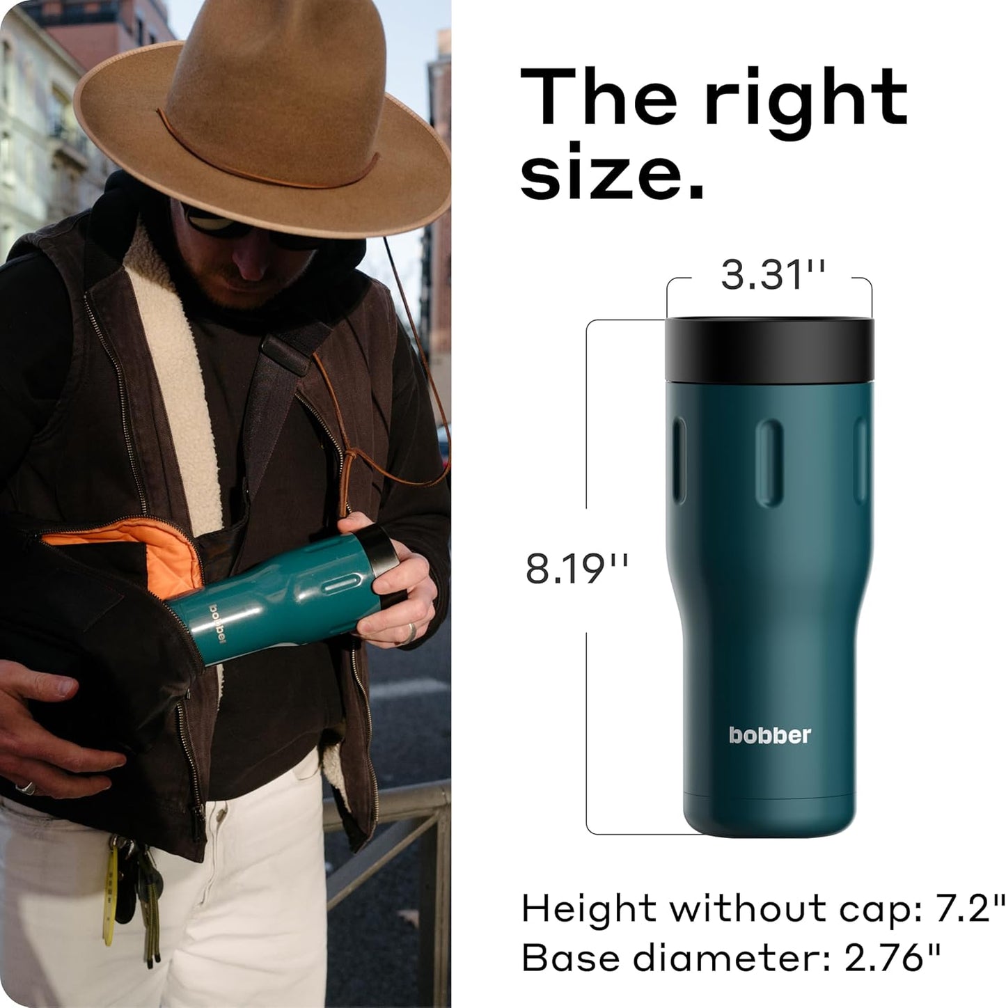 16 oz Stainless Steel Coffee Travel Mug – Leak-Proof, Spill Proof, Vacuum Insulated Coffee Tumbler for Car, Men – Dishwasher Safe Mug, Fits Car Cup Holder, Keeps Hot for 8 Hours (Teal)