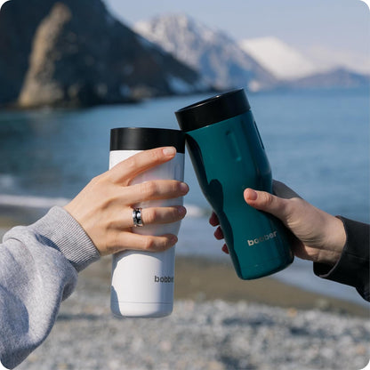 16 oz Stainless Steel Coffee Travel Mug – Leak-Proof, Spill Proof, Vacuum Insulated Coffee Tumbler for Car, Men – Dishwasher Safe Mug, Fits Car Cup Holder, Keeps Hot for 8 Hours (Teal)