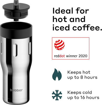 16 oz Stainless Steel Coffee Travel Mug – Leak-Proof, Spill Proof, Vacuum Insulated Coffee Tumbler for Car, Men – Dishwasher Safe Mug, Fits Car Cup Holder, Keeps Hot for 8 Hours (Teal)