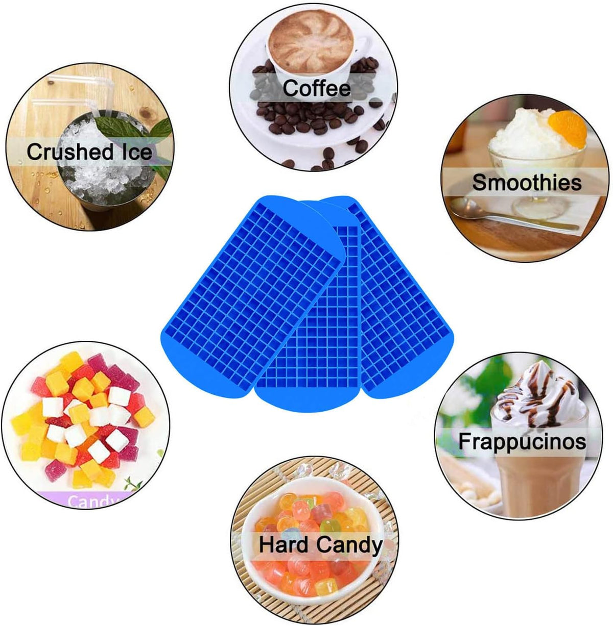 Mini Ice Cube Trays for Freezer 1 Pack — 160 Small Crushed Ice Cube Molds, BPA Free Food Grade Silicone, Easy Release Stackable Trays for Iced Coffee, Whiskey, Cocktail & Drinks