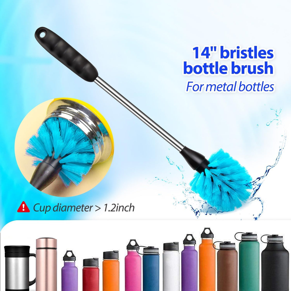 Bottle Brush Tube Cleaning Lab Set with Long Handle,White
