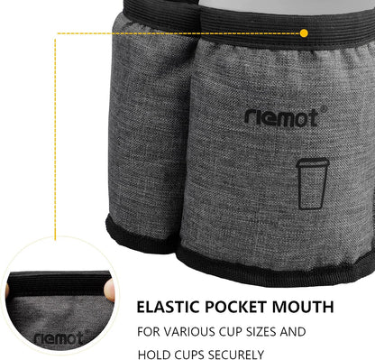 Luggage Cup Holder with Strap, Travel Drink Holder with Phone Pocket, Hands Free Suitcase Drink Carrier Fits Stanley 40oz Cups, Luggage Accessories for Travel Airport Convenience