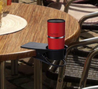 Drinking Cup Clip, Desk Cup Holder, Table Edge Clamp - Place Water Glass, Coffee Mug, Beverage, Cell Phone. Best Office Accessories (Black)