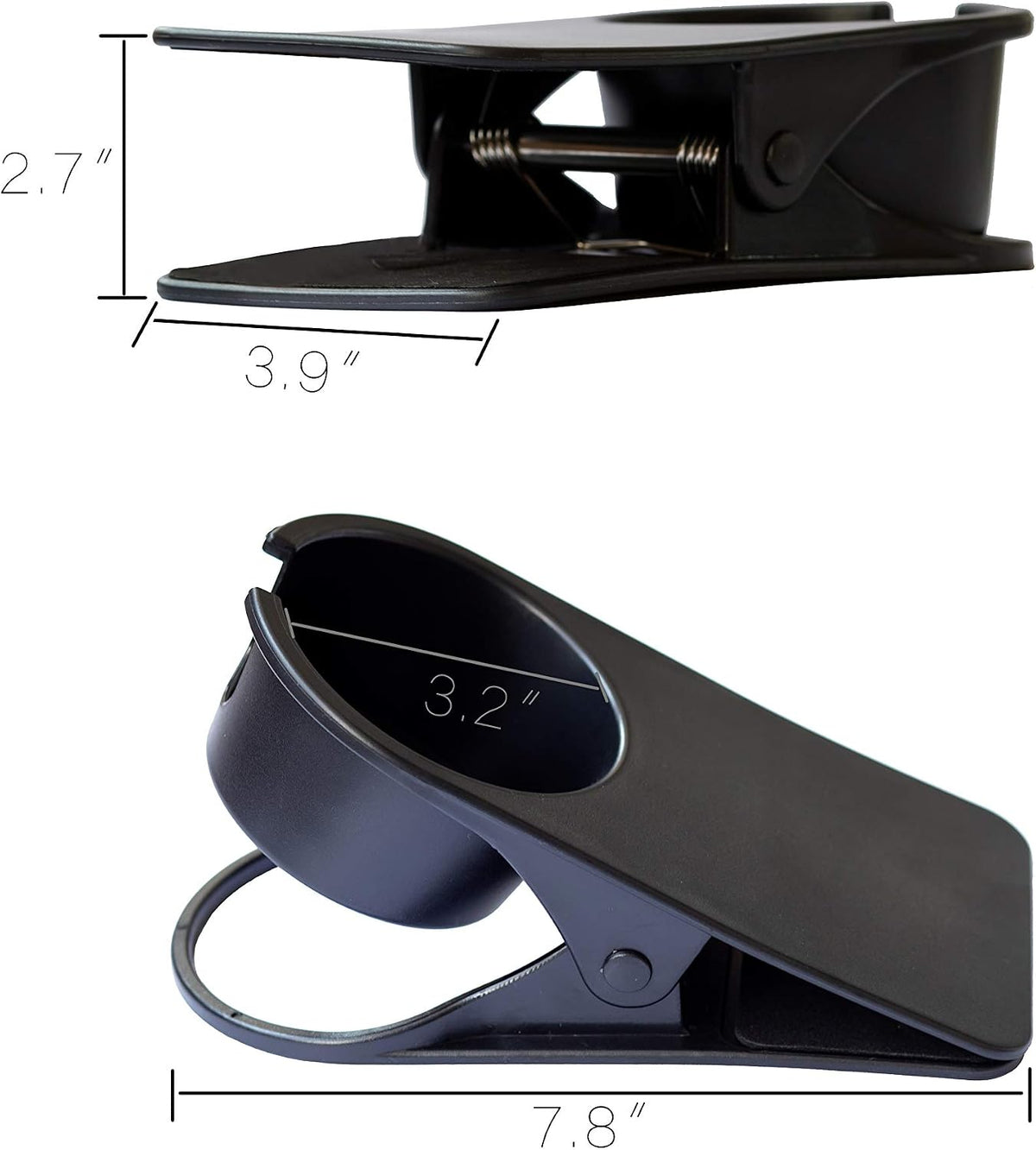 Drinking Cup Clip, Desk Cup Holder, Table Edge Clamp - Place Water Glass, Coffee Mug, Beverage, Cell Phone. Best Office Accessories (Black)