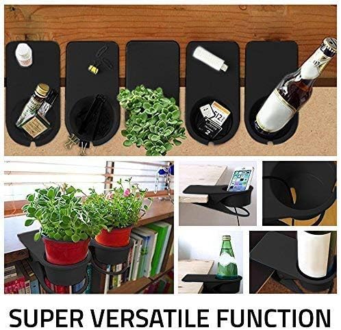 Drinking Cup Clip, Desk Cup Holder, Table Edge Clamp - Place Water Glass, Coffee Mug, Beverage, Cell Phone. Best Office Accessories (Black)