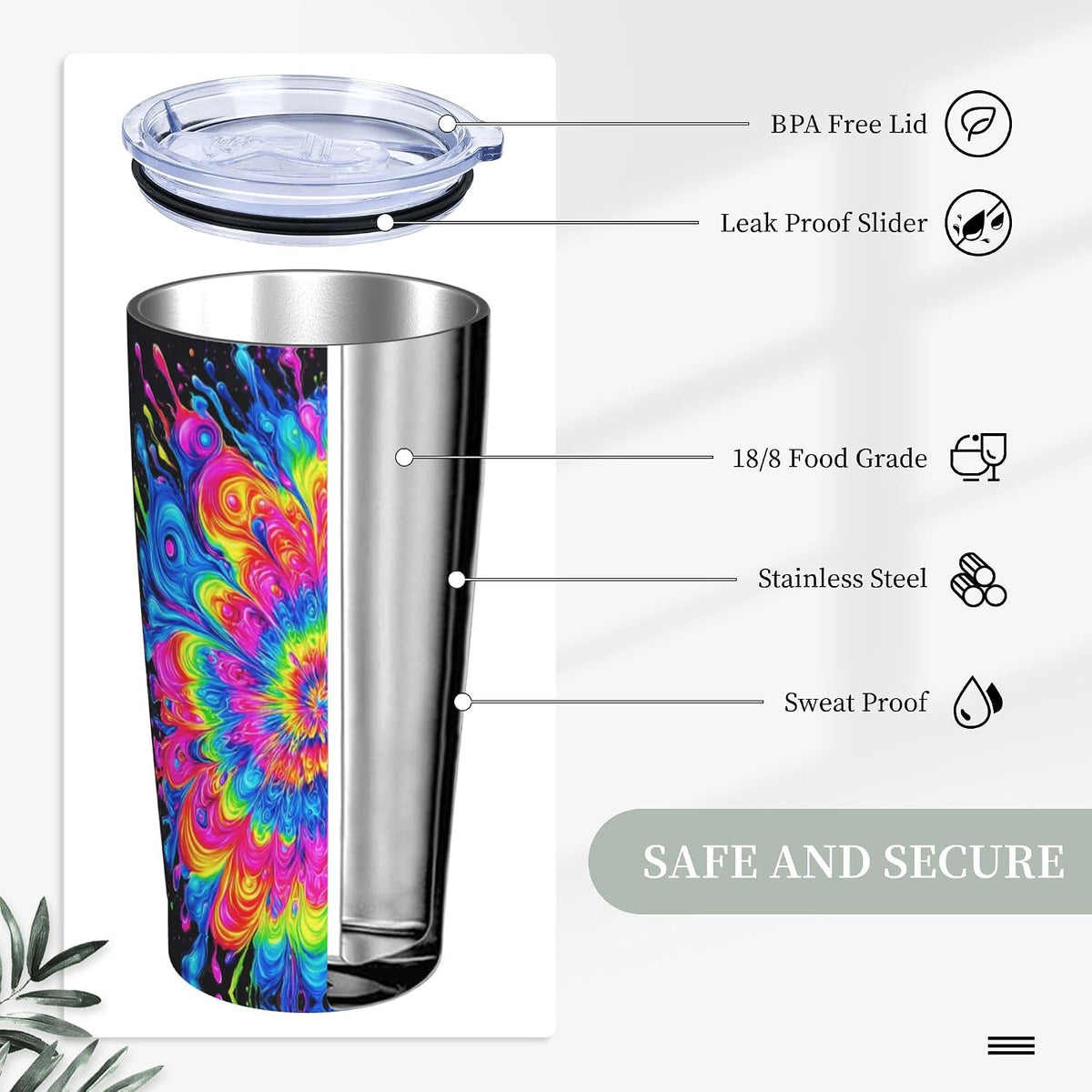 Owl Tumbler with Lid and Straw 20 oz Stainless Steel Vacuum Insulated Cup for Home Office Travel Christmas Birthday Gifts for Women