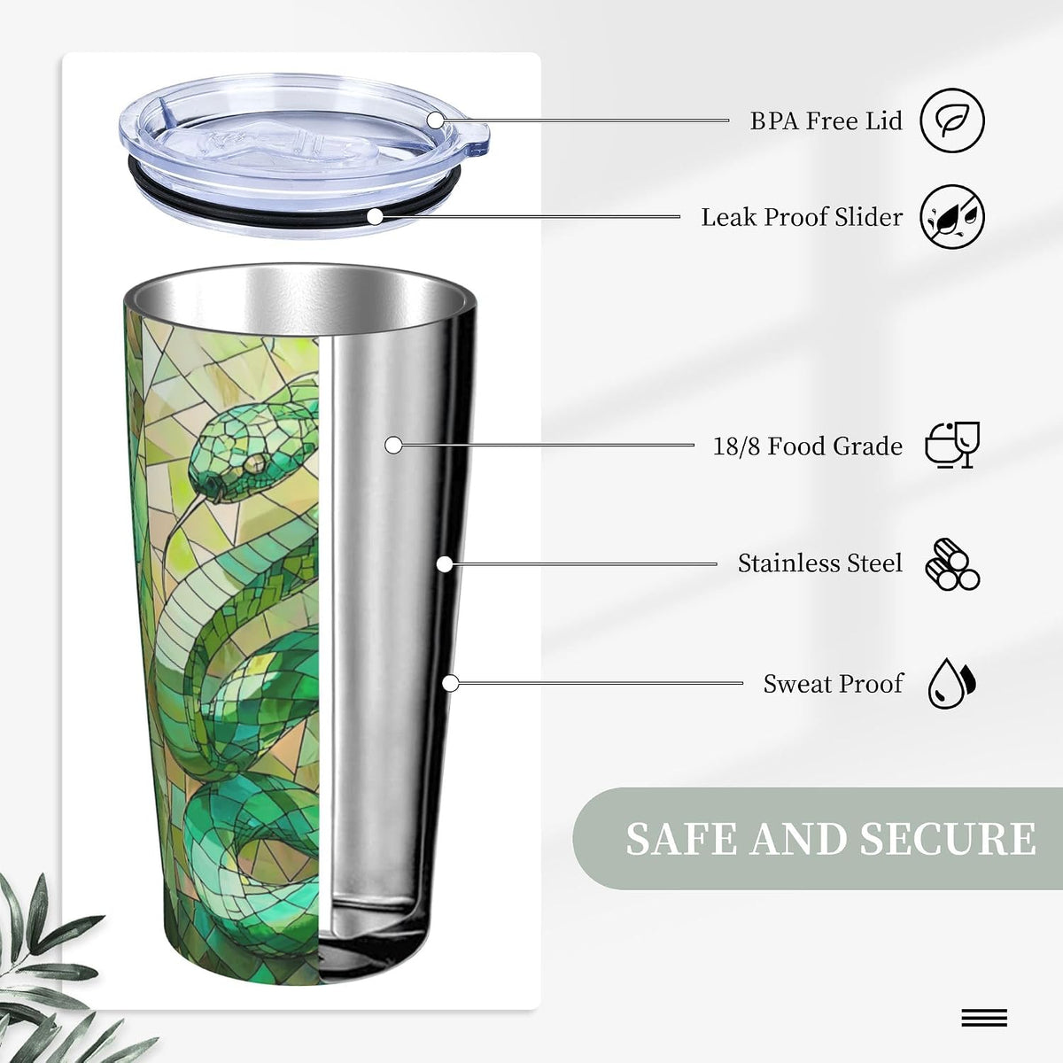 Owl Tumbler with Lid and Straw 20 oz Stainless Steel Vacuum Insulated Cup for Home Office Travel Christmas Birthday Gifts for Women