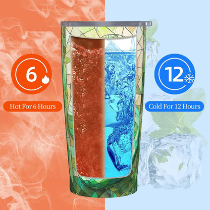 Owl Tumbler with Lid and Straw 20 oz Stainless Steel Vacuum Insulated Cup for Home Office Travel Christmas Birthday Gifts for Women