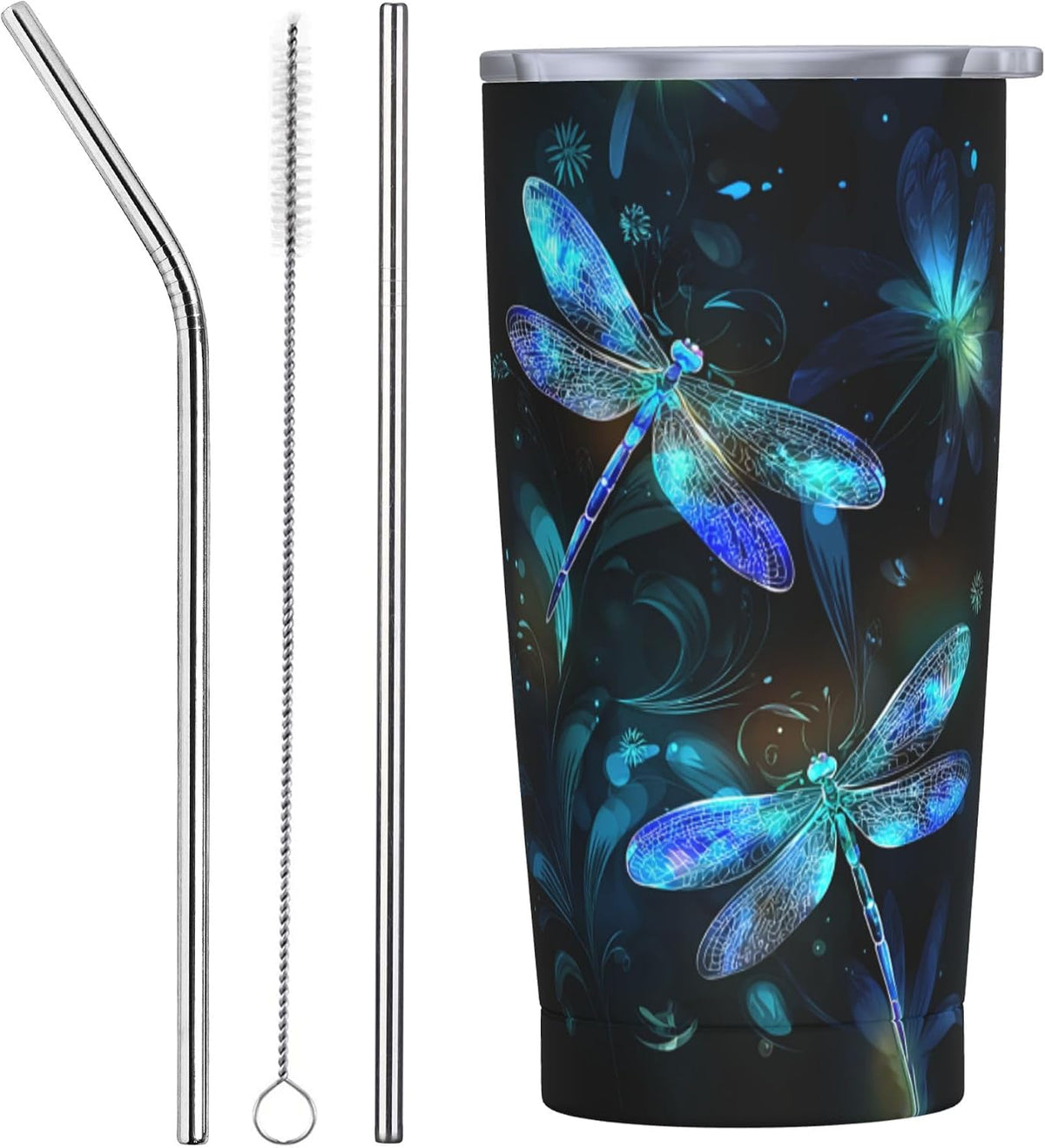 Owl Tumbler with Lid and Straw 20 oz Stainless Steel Vacuum Insulated Cup for Home Office Travel Christmas Birthday Gifts for Women