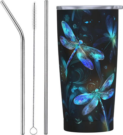 Owl Tumbler with Lid and Straw 20 oz Stainless Steel Vacuum Insulated Cup for Home Office Travel Christmas Birthday Gifts for Women