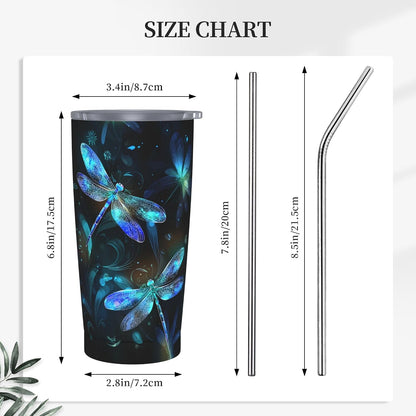 Owl Tumbler with Lid and Straw 20 oz Stainless Steel Vacuum Insulated Cup for Home Office Travel Christmas Birthday Gifts for Women