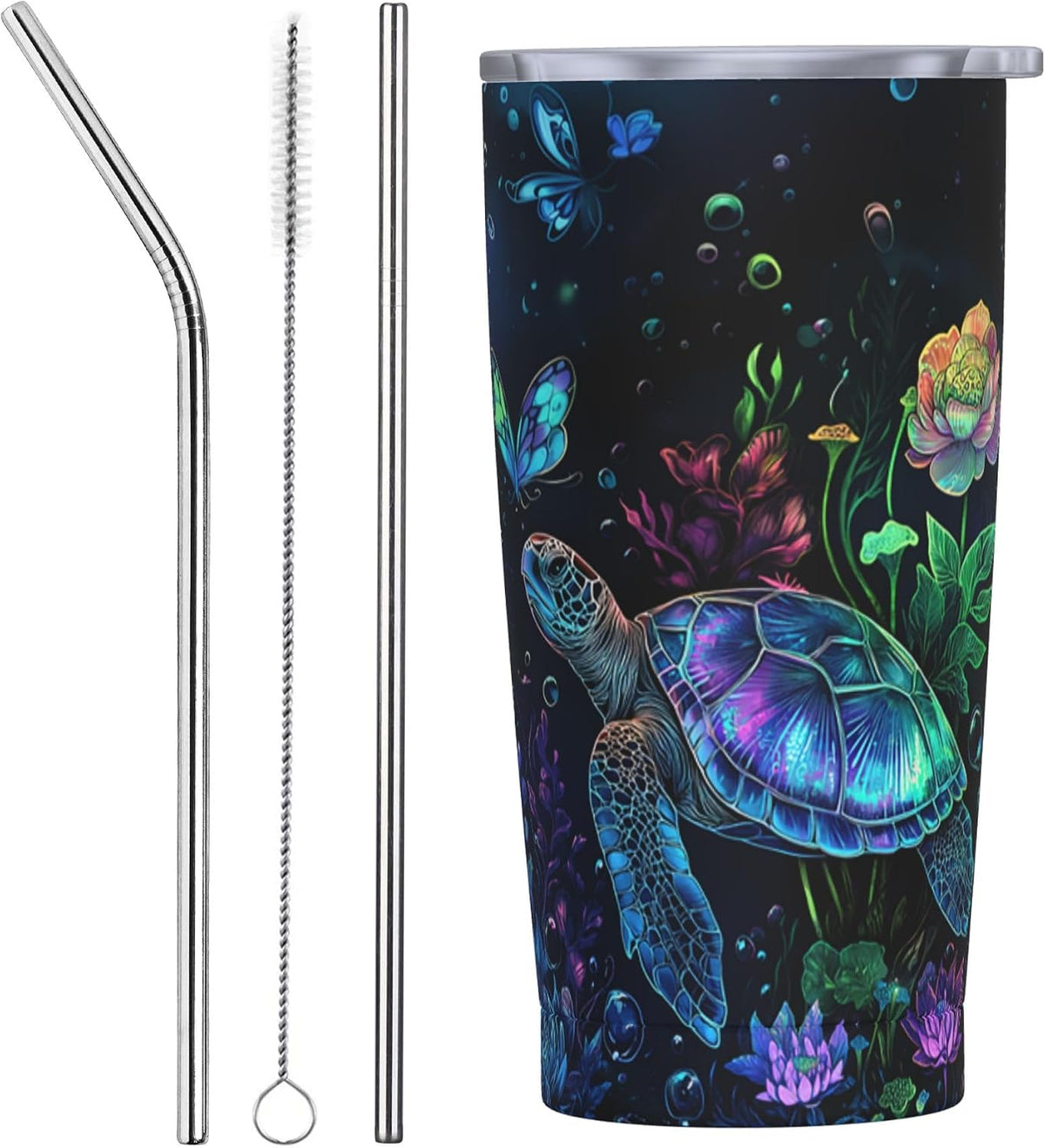 Owl Tumbler with Lid and Straw 20 oz Stainless Steel Vacuum Insulated Cup for Home Office Travel Christmas Birthday Gifts for Women