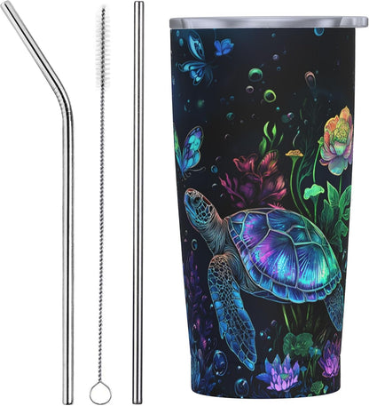 Owl Tumbler with Lid and Straw 20 oz Stainless Steel Vacuum Insulated Cup for Home Office Travel Christmas Birthday Gifts for Women