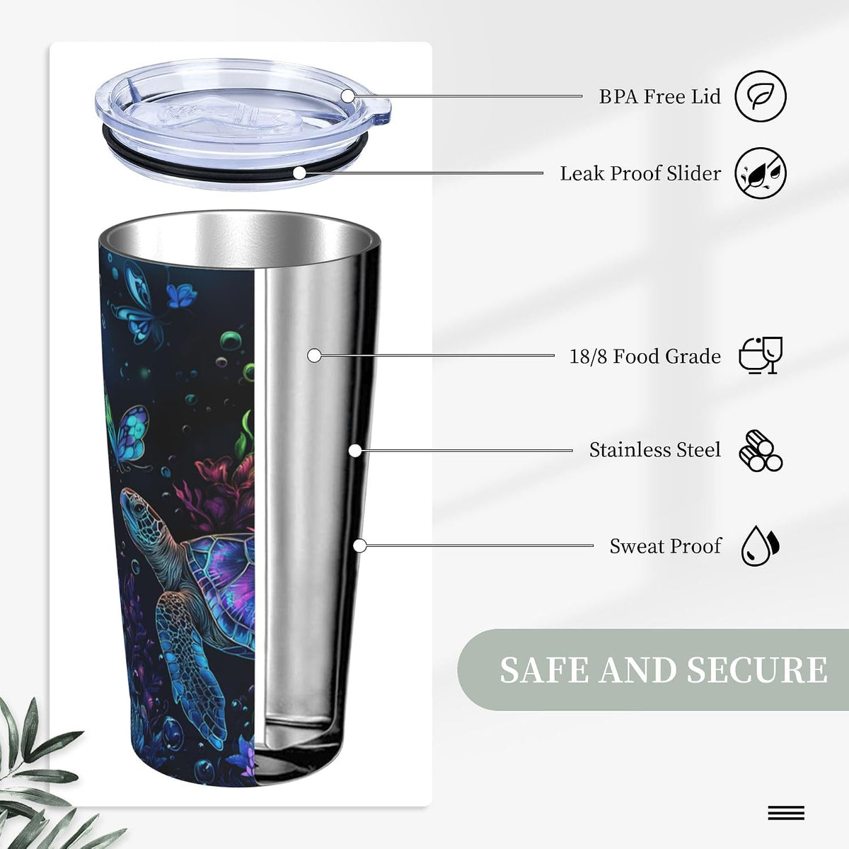 Owl Tumbler with Lid and Straw 20 oz Stainless Steel Vacuum Insulated Cup for Home Office Travel Christmas Birthday Gifts for Women