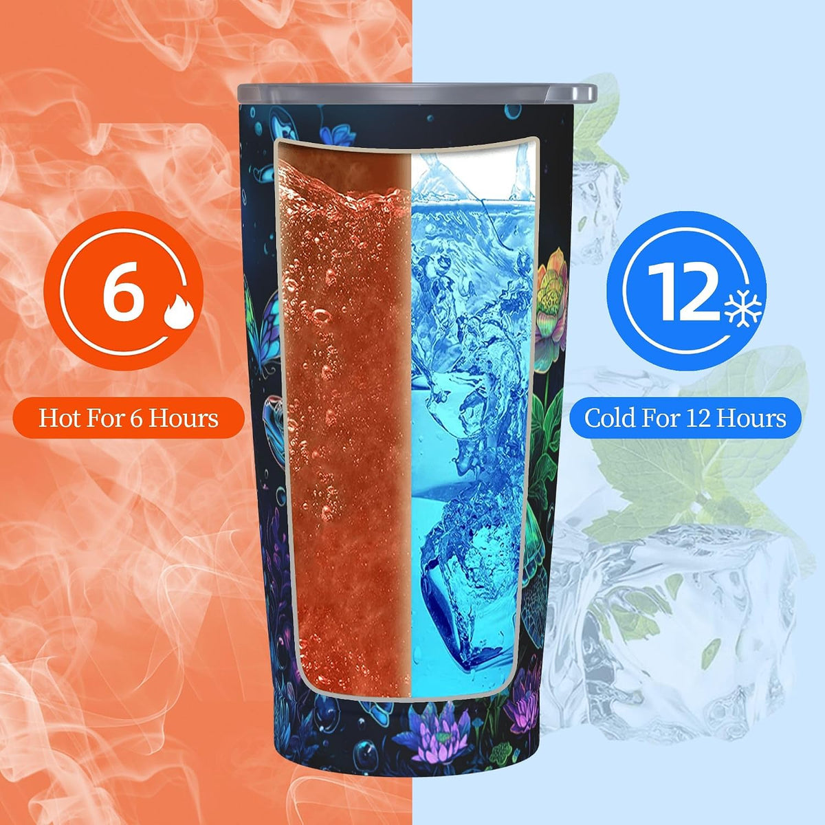 Owl Tumbler with Lid and Straw 20 oz Stainless Steel Vacuum Insulated Cup for Home Office Travel Christmas Birthday Gifts for Women