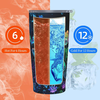 Owl Tumbler with Lid and Straw 20 oz Stainless Steel Vacuum Insulated Cup for Home Office Travel Christmas Birthday Gifts for Women