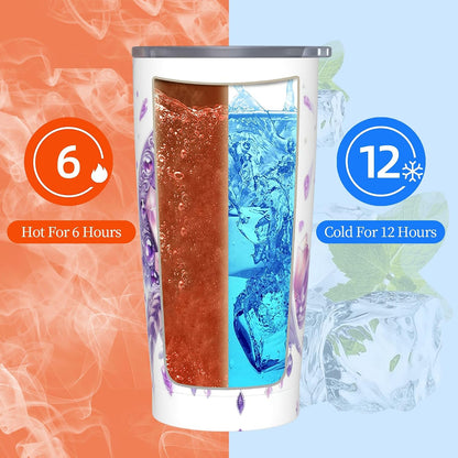 Owl Tumbler with Lid and Straw 20 oz Stainless Steel Vacuum Insulated Cup for Home Office Travel Christmas Birthday Gifts for Women