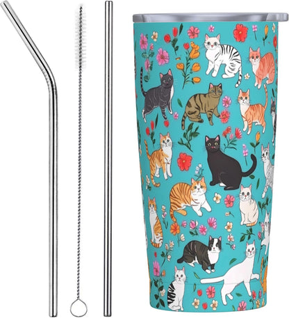 Owl Tumbler with Lid and Straw 20 oz Stainless Steel Vacuum Insulated Cup for Home Office Travel Christmas Birthday Gifts for Women