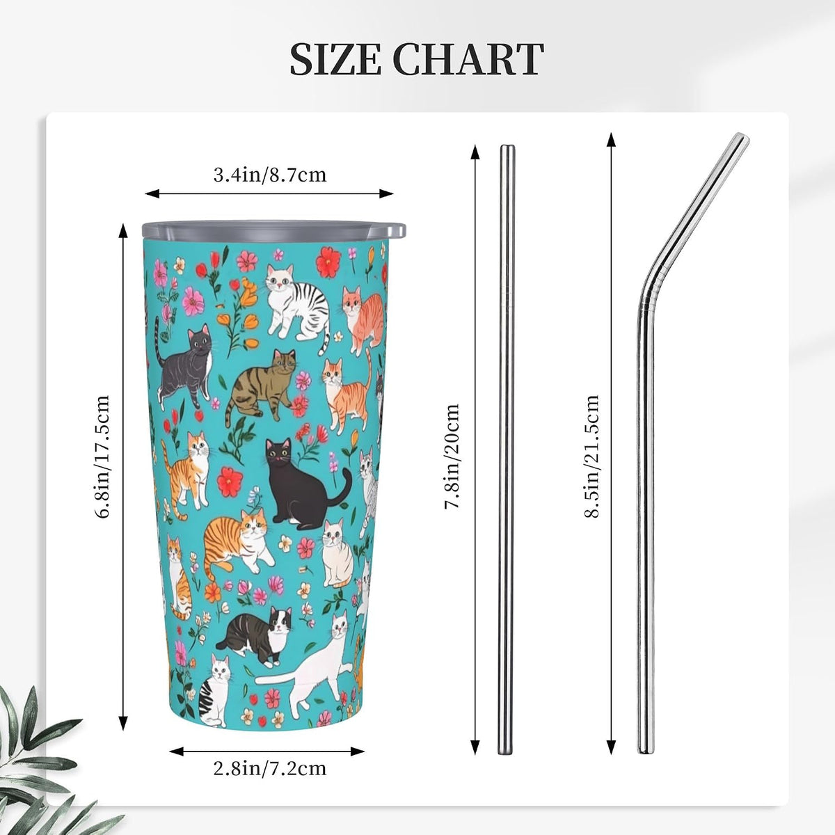 Owl Tumbler with Lid and Straw 20 oz Stainless Steel Vacuum Insulated Cup for Home Office Travel Christmas Birthday Gifts for Women